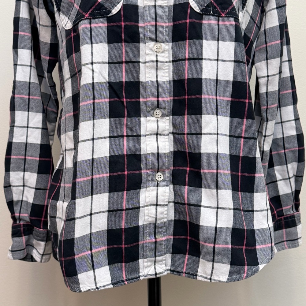 Lauren Ralph Lauren Womens M Black Pink Plaid Flannel Shirt Outdoor Preppy Check - Picture 3 of 11